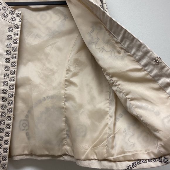 Vintage Susan Bristol | Embroidered Blazer 3/4 Sleeves‎ Floral Cream/Black M - Picture 13 of 15